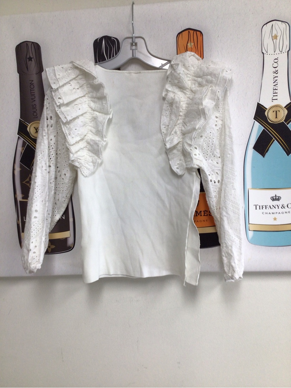 dolan White Ribbed Tank with Eyelet Ruffle Sleeves - Picture 8 of 8
